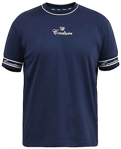 D555 Couture Crew Neck T-Shirt With Branded Cuffs Navy
